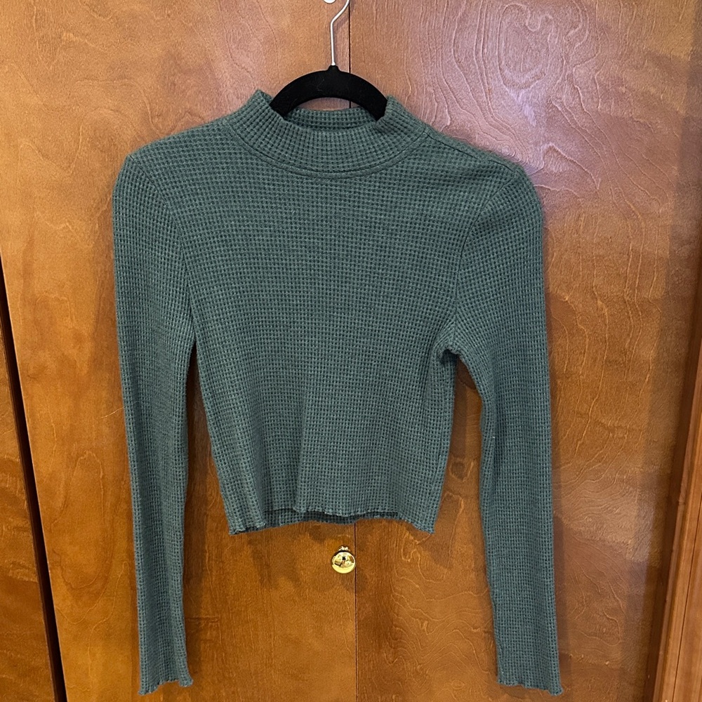 BP Green Waffle Knit Crop Sweater
